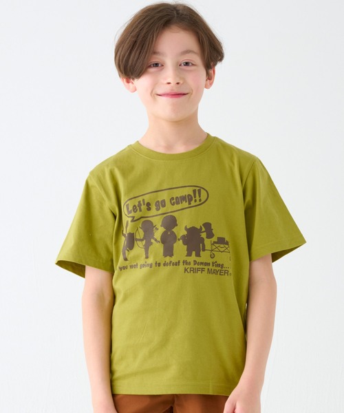 KRIFF MAYER Kid's Collection(クリフメイヤーキッズコレクション)の「【綿100%】楽LUCK-T(勇者キャンプ)(Tシャツ/カットソー・キッズ・オフホワイト/チャコール/ネイビー/ライトグリーン・120/130/140/150/160/170)」の3枚目の写真