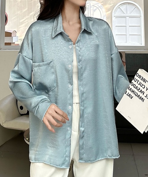 光沢オーバーサイズとろみシャツ（シャツ/ブラウス）｜LOWO