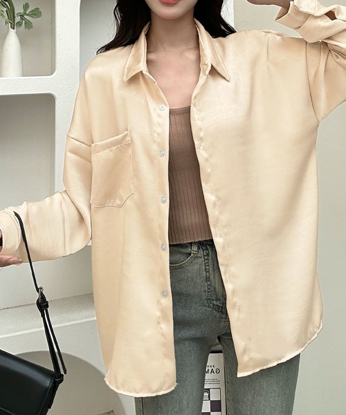 光沢オーバーサイズとろみシャツ（シャツ/ブラウス）｜LOWO