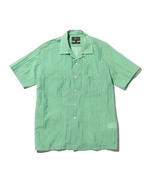BEAMS PLUS(ビームスプラス)の「ナイロン サッカー オープンカラー シャツ(シャツ/ブラウス・メンズ・サックスブルー/ミント・L/S/M/XL)」の7枚目の写真