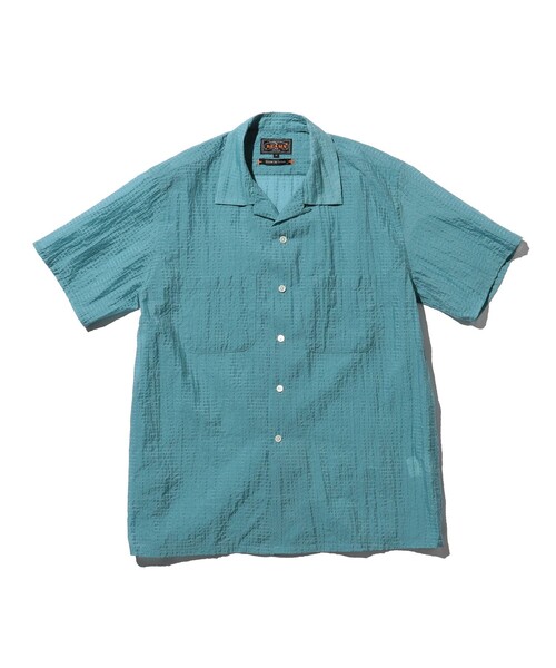 BEAMS PLUS(ビームスプラス)の「ナイロン サッカー オープンカラー シャツ(シャツ/ブラウス・メンズ・サックスブルー/ミント・L/S/M/XL)」の14枚目の写真
