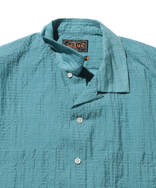 BEAMS PLUS(ビームスプラス)の「ナイロン サッカー オープンカラー シャツ(シャツ/ブラウス・メンズ・サックスブルー/ミント・L/S/M/XL)」の15枚目の写真