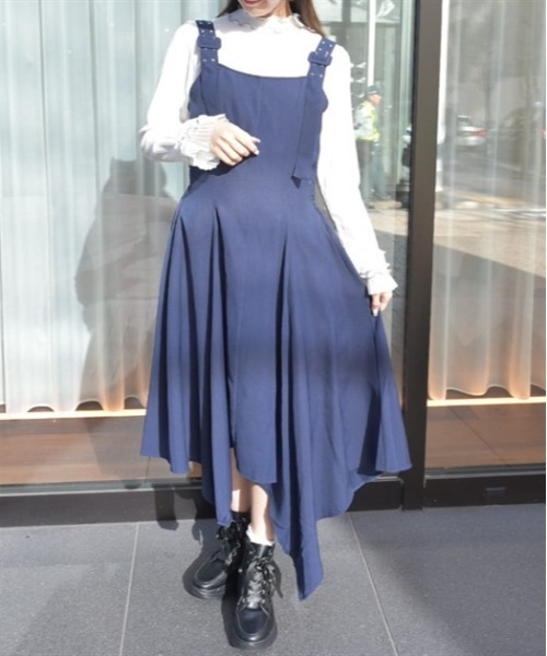 axes femme（アクシーズファム）の「イレヘムシルエットジャンスカ（ジャンパースカート・レディース・ブラック/ネイビー・FREE）」の3枚目の写真