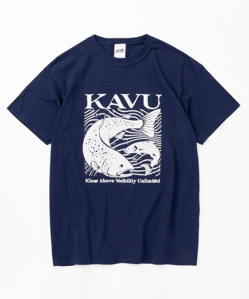 KAVU(カブー)の「KAVU/カブー Salmon Tee/サーモンティー(Tシャツ/カットソー・メンズ・ネイビー/パープル/グリーン/ピンク/チョコ・LARGE/X-LARGE/MEDIUM)」の4枚目の写真