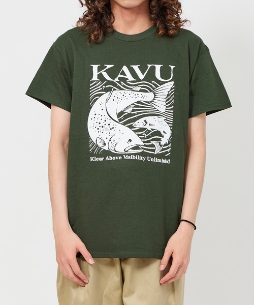 KAVU(カブー)の「KAVU/カブー Salmon Tee/サーモンティー(Tシャツ/カットソー・メンズ・ネイビー/パープル/グリーン/ピンク/チョコ・LARGE/X-LARGE/MEDIUM)」の3枚目の写真