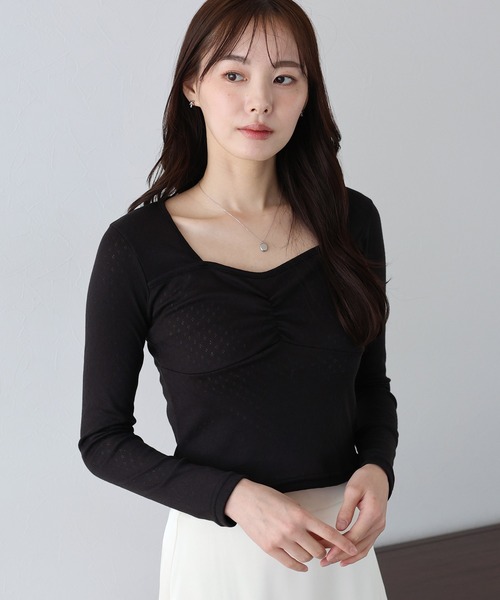 BLUEEAST(ブルーイースト)の「シャーリングアイレットTシャツ(Tシャツ/カットソー・レディース・グリーン/ホワイト/ブラック・MEDIUM)」の3枚目の写真
