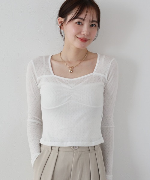 BLUEEAST(ブルーイースト)の「シャーリングアイレットTシャツ(Tシャツ/カットソー・レディース・グリーン/ホワイト/ブラック・MEDIUM)」の16枚目の写真
