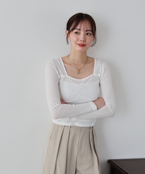 BLUEEAST(ブルーイースト)の「シャーリングアイレットTシャツ(Tシャツ/カットソー・レディース・グリーン/ホワイト/ブラック・MEDIUM)」の17枚目の写真