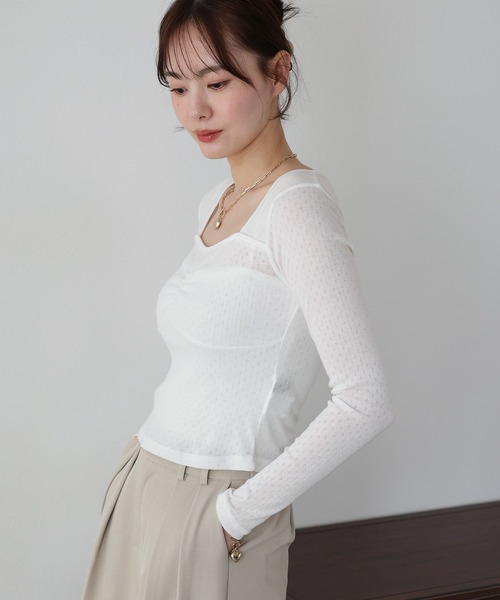BLUEEAST(ブルーイースト)の「シャーリングアイレットTシャツ(Tシャツ/カットソー・レディース・グリーン/ホワイト/ブラック・MEDIUM)」の18枚目の写真