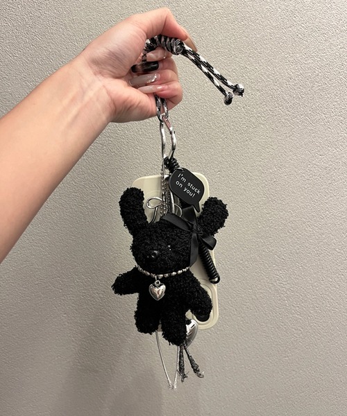 ハート カラビナ付き ボア ドッグ マルチチャーム 犬 ぬいキーホルダー