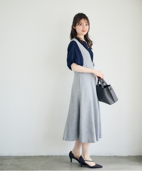 12Twelve Agenda(トゥエルブ アジェンダ)の「ライトツイード前ZIPフレアジャンスカ(ジャンパースカート・レディース・ネイビー/アイボリー/ライトグレー・M)」の19枚目の写真