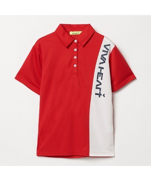 VIVA HEART(ビバハート)の「【VIVA HEART/GOLF】サイドラインカノコ半袖ポロ(ポロシャツ・レディース・レッド/オフホワイト/ネイビー・38/40/42)」の8枚目の写真