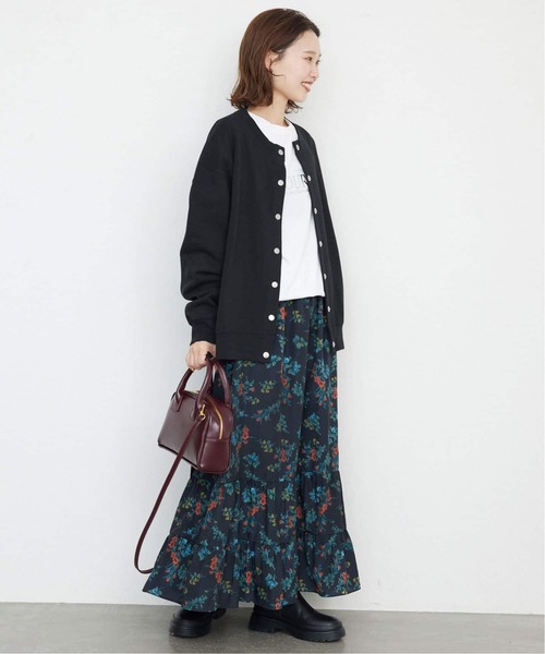 SLOBE IENA(スローブイエナ)の「《WEB・一部店舗限定/追加4》ダブルフェイスジャージースナップカーディガン(カーディガン/ボレロ・レディース・ブラック/サックスブルー/アイボリー・FREE)」の8枚目の写真