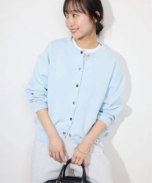 SLOBE IENA(スローブイエナ)の「《WEB・一部店舗限定/追加4》ダブルフェイスジャージースナップカーディガン(カーディガン/ボレロ・レディース・ブラック/サックスブルー/アイボリー・FREE)」の3枚目の写真