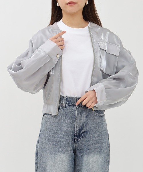 ASTORIA ODIER(アストリアオディール)の「シアーブルゾン(ブルゾン・レディース・ホワイト/ライトグレー/ブラック・MEDIUM)」の22枚目の写真