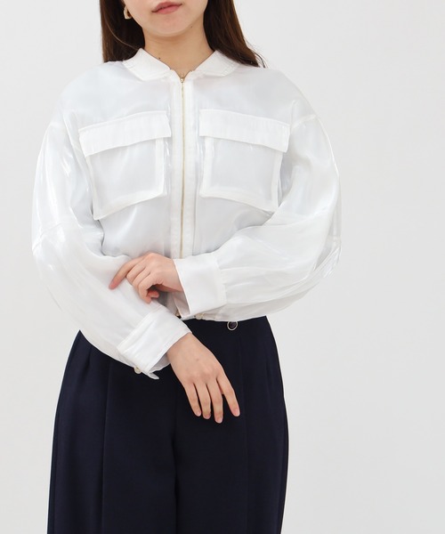 ASTORIA ODIER(アストリアオディール)の「シアーブルゾン(ブルゾン・レディース・ホワイト/ライトグレー/ブラック・MEDIUM)」の18枚目の写真