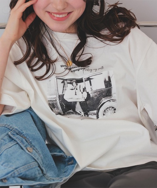 titivate(ティティベイト)の「オーバーサイズピグメントフォトプリントTシャツ(Tシャツ/カットソー・レディース・チャコール/オフホワイト・M/L)」の16枚目の写真