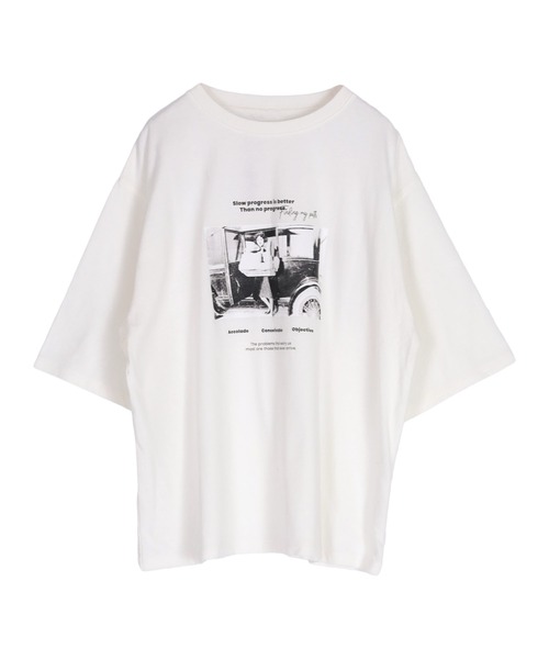 titivate(ティティベイト)の「オーバーサイズピグメントフォトプリントTシャツ(Tシャツ/カットソー・レディース・チャコール/オフホワイト・M/L)」の5枚目の写真