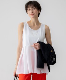 ナチュラルコットンベア シアーペプラム タンクトップ（タンクトップ