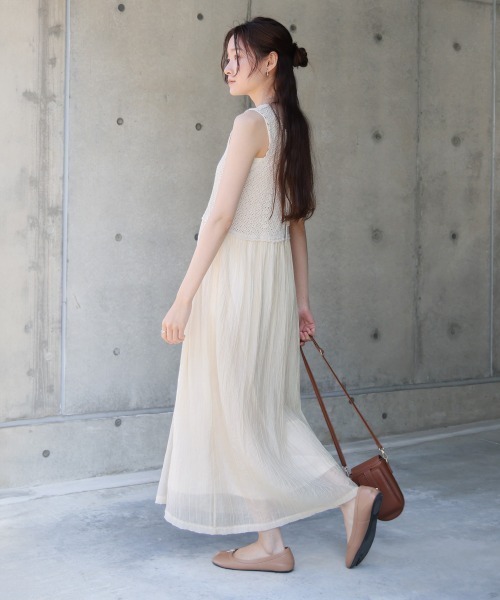 Bab（バブ）の「クロシェコンビキャミワンピース【低身長・高身長向けサイズあり】（ワンピース・レディース・ブルー/アイボリー/ブラック/イエロー/モカ・S/M/L）」の16枚目の写真