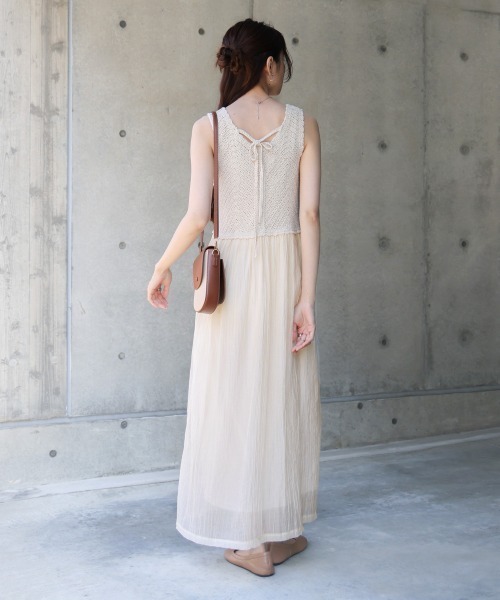 Bab（バブ）の「クロシェコンビキャミワンピース【低身長・高身長向けサイズあり】（ワンピース・レディース・ブルー/アイボリー/ブラック/イエロー/モカ・S/M/L）」の19枚目の写真