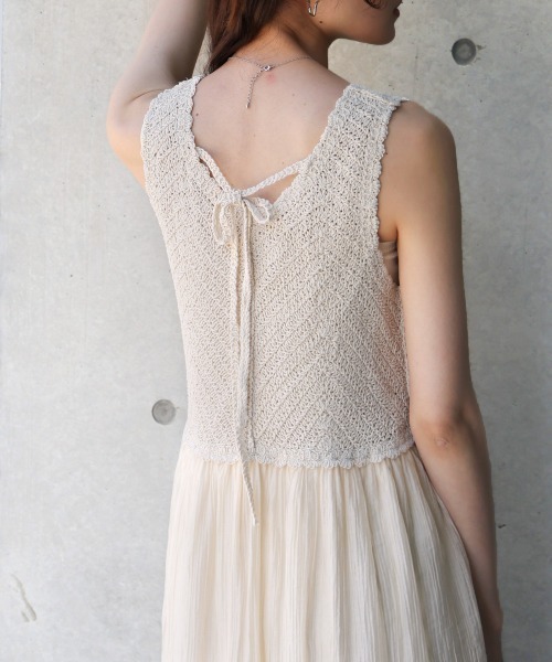 Bab（バブ）の「クロシェコンビキャミワンピース【低身長・高身長向けサイズあり】（ワンピース・レディース・ブルー/アイボリー/ブラック/イエロー/モカ・S/M/L）」の20枚目の写真