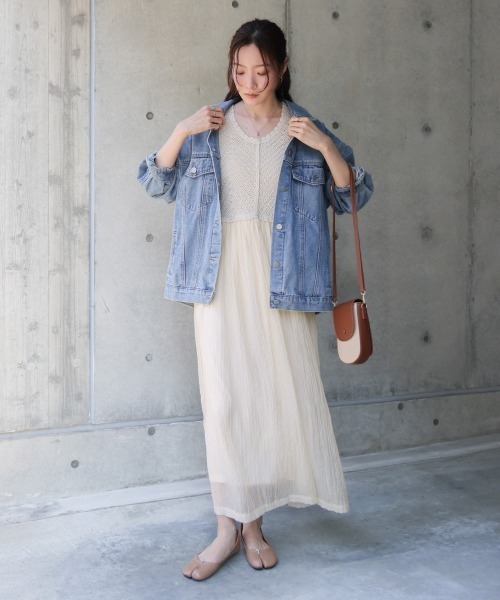 Bab（バブ）の「クロシェコンビキャミワンピース【低身長・高身長向けサイズあり】（ワンピース・レディース・ブルー/アイボリー/ブラック/イエロー/モカ・S/M/L）」の22枚目の写真