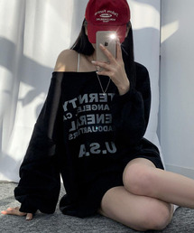オーバーサイズ Tシャツ ボートネック オフショルダー 2WAY