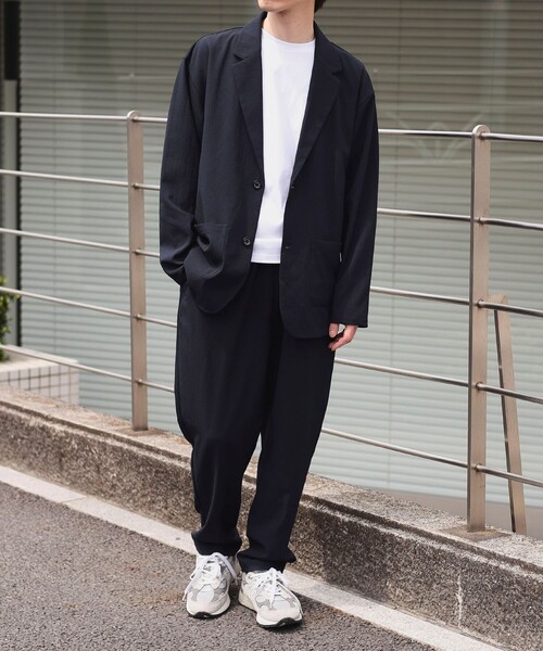 BEAMS HEART(ビームスハート)の「ポリエステルドビー ジャケット&パンツ (セットアップ)(セットアップ・メンズ・ブラック/ネイビー・SMALL/MEDIUM/LARGE/X-LARGE)」の6枚目の写真