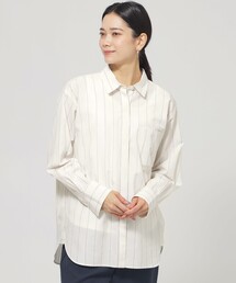 【ウォッシャブル】ラメストライプシャツ