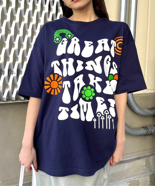 spiritoso(スピリトーゾ)の「【spiritoso】レトロヒッピービッグシルエットTシャツ(Tシャツ/カットソー・レディース・ネイビー/ブラック/ホワイト・MEDIUM/LARGE)」の3枚目の写真