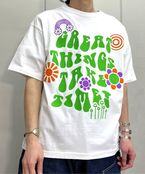 spiritoso(スピリトーゾ)の「【spiritoso】レトロヒッピービッグシルエットTシャツ(Tシャツ/カットソー・レディース・ネイビー/ブラック/ホワイト・MEDIUM/LARGE)」の1枚目の写真