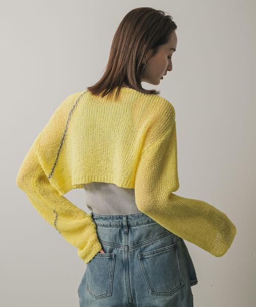 セール】メッシュクロップドステッチセーター（ニット/セーター