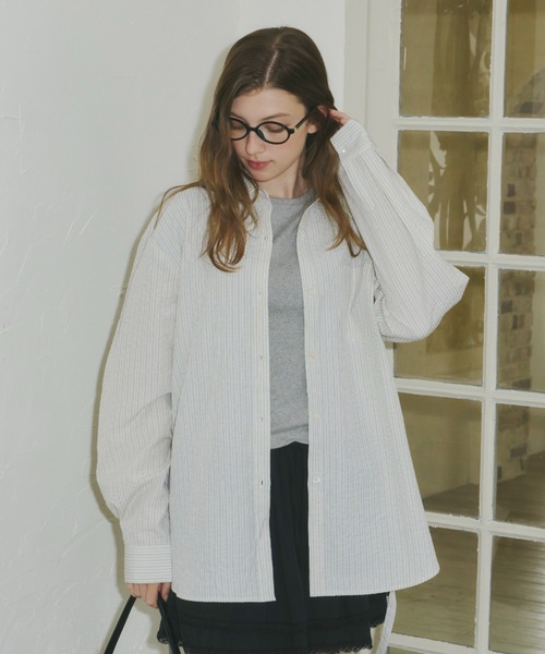 ブラウス シャツ 2way embroidery stripe shirts / 2way エンブロイダリーストライプシャツ レディース 2way embroidery stripe shirts / 2way エンブロイダリー