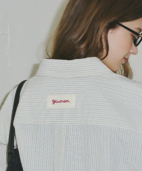 GIUNON(ジウノン)の「2way embroidery stripe shirts / 2way エンブロイダリーストライプシャツ(シャツ/ブラウス・レディース・ブルー/アイボリー・FREE)」の20枚目の写真