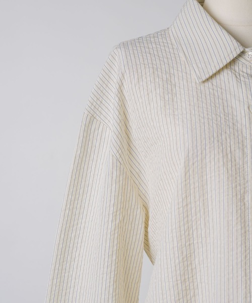 ブラウス シャツ 2way embroidery stripe shirts / 2way エンブロイダリーストライプシャツ レディース 2way embroidery stripe shirts / 2way エンブロイダリー