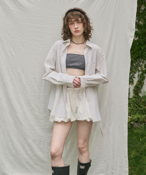 2way embroidery stripe shirts / 2way エンブロイダリー