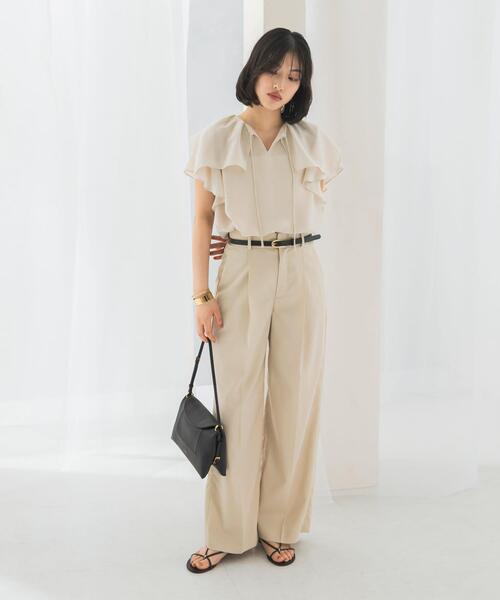 URBAN RESEARCH ROSSO WOMEN（アーバンリサーチ　ロッソ）の「イージーケアフリルブラウス（シャツ/ブラウス・レディース・レッド/オフホワイト/ブラック・FREE）」の10枚目の写真