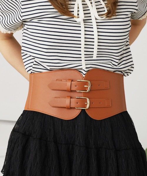 ROOPTOKYO(ループトウキョウ)の「フェイクレザー ベルトデザイン コルセット(ベルト・レディース・キャメル/ホワイト/ブラック・FREE)」の1枚目の写真