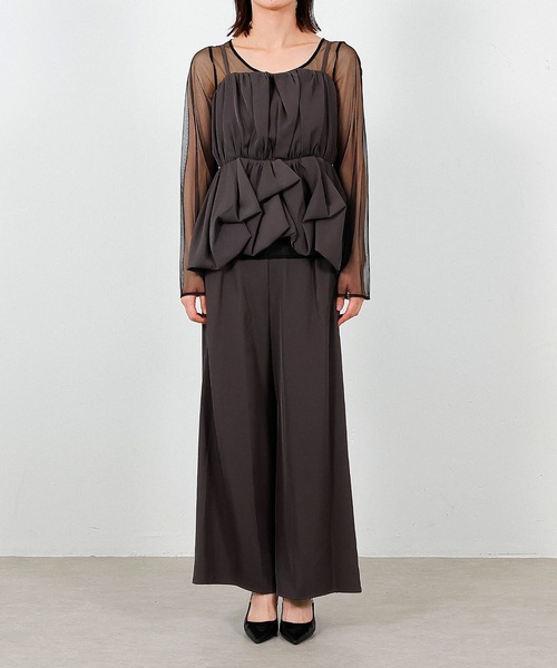 チュールトップス ペプラムキャミビスチェ パンツ 3点セット