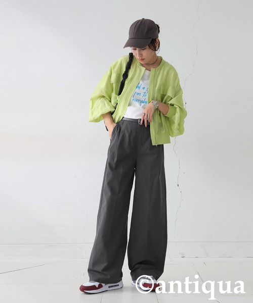 antiqua(アンティカ)の「リネンストレートパンツ(その他パンツ・レディース・チャコールグレー/ネイビー/ナチュラル/ブラック/カーキ/オレンジ・MEDIUM/LARGE)」の14枚目の写真
