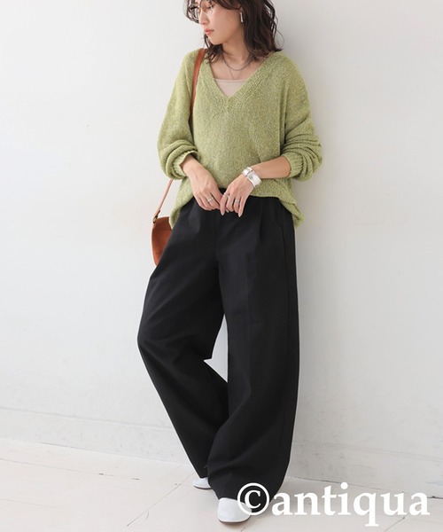 antiqua(アンティカ)の「リネンストレートパンツ(その他パンツ・レディース・チャコールグレー/ネイビー/ナチュラル/ブラック/カーキ/オレンジ・MEDIUM/LARGE)」の9枚目の写真