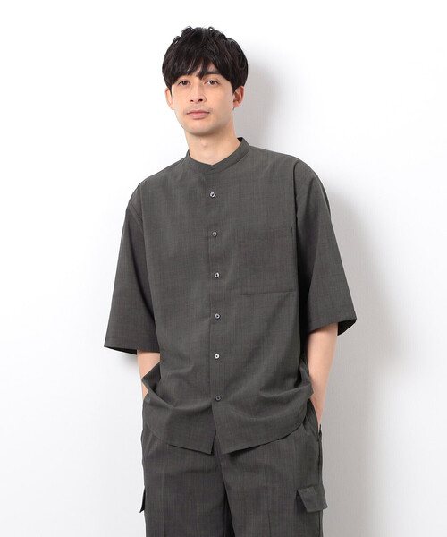 COMME CA ISM（コムサイズム）の「【セットアップ対応】リネンライク ポリエステル バンドカラー ５分袖シャツ（シャツ/ブラウス・メンズ・ベージュ/カーキ/ブラック・X-LARGE/LARGE/MEDIUM/SMALL）」の15枚目の写真