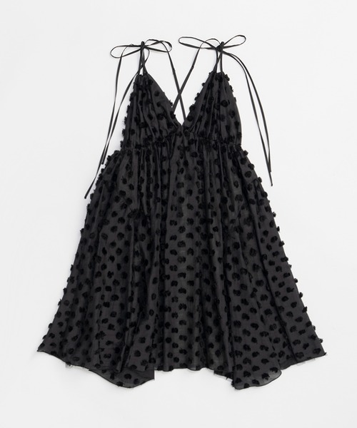 PRANK PROJECT(プランクプロジェクト)の「ポンポンボリュームキャミドレス / Pom Pom Volume Cami Dress(ドレス・レディース・ブラック/ホワイト・FREE)」の9枚目の写真
