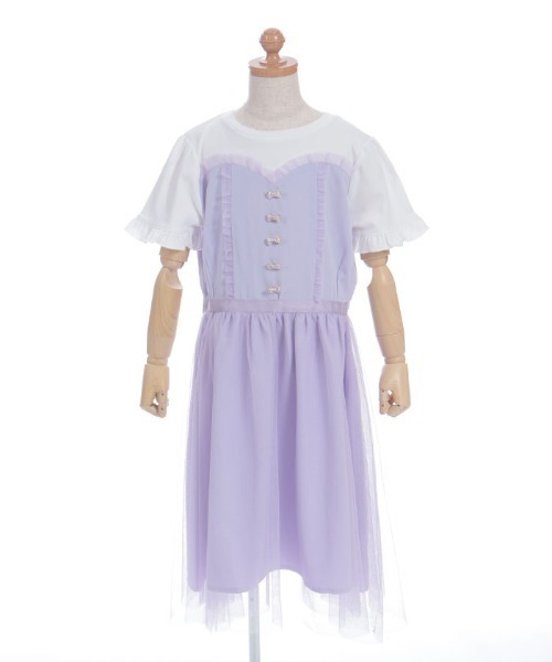 axes femme(アクシーズファム)の「リボンパーツチュールワンピース(ワンピース・キッズ・ラベンダー/グレー・MEDIUM/LARGE/X-LARGE)」の12枚目の写真