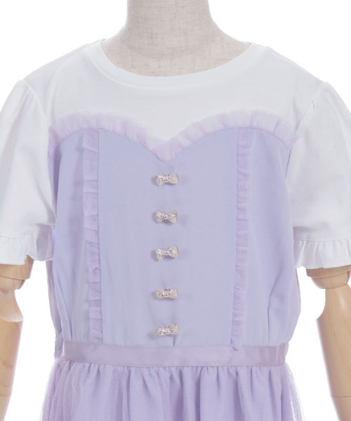 axes femme(アクシーズファム)の「リボンパーツチュールワンピース(ワンピース・キッズ・ラベンダー/グレー・MEDIUM/LARGE/X-LARGE)」の15枚目の写真