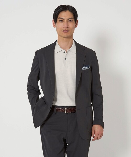 green label relaxing（グリーンレーベルリラクシング）の「ラミー ナイロン プレーティング ニットポロ ポロシャツ（ニット/セーター・メンズ・ブラック/オレンジ系その他/ライトグレー・S/M/L/XL）」の10枚目の写真