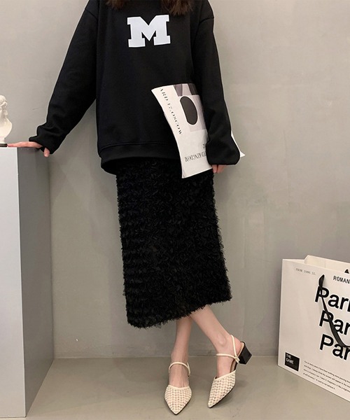 Lace Ladies(レースレディース)の「ツイード柄 シースルー ポインテッドトゥ ストラップ ミュール サンダル(サンダル・レディース・アイボリー/ブラック・23cm/23.5cm/24cm/24.5cm/25cm/22.5cm)」の4枚目の写真