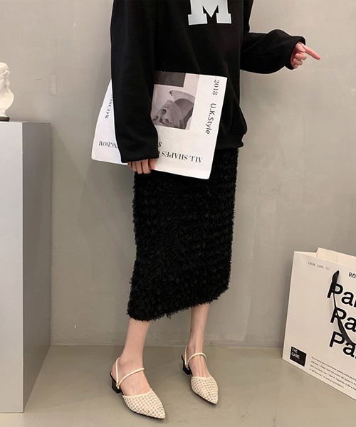 Lace Ladies(レースレディース)の「ツイード柄 シースルー ポインテッドトゥ ストラップ ミュール サンダル(サンダル・レディース・アイボリー/ブラック・23cm/23.5cm/24cm/24.5cm/25cm/22.5cm)」の7枚目の写真