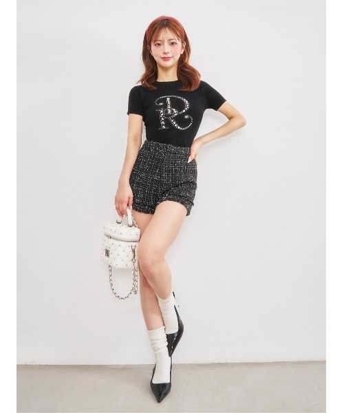 Darich(ダーリッチ)の「DRビジューリブニットトップス(ニット/セーター・レディース・グレー/ブラック/サックスブルー/ミント/イエロー/ピンク/ホワイト・FREE)」の16枚目の写真